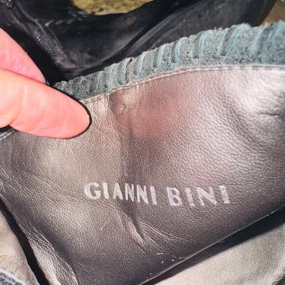 Gianni Bini Black Leather Cowgirl Western Ankle Boots Womens Size 7 Boho Braided - Picture 4 of 12